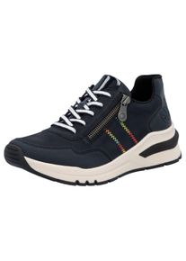 Wedgesneaker Rieker, Damen, Gr. 37, blau (nachtblau), Lacklederimitat, Lederimitat, Schuhe Wedgesneaker, Freizeitschuh, Halbschuh, Schn&uuml;rschuh in bequemer Form, Topseller