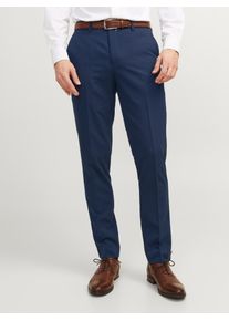 Jack & Jones Anzughose JACK & JONES "JPRFRANCO Hose mit schmalem Bein und cleanem Look", Herren, Gr. 56, N-Gr, blau (schwarz navy), Web, Obermaterial: 78% Polyester, 17% Viskose, 4% Elasthan, 1% sonstige Fasern, unifarben, slim fit normal, Hosen Anzughose, meliert, modisch, slim fit, Kunstfaser, Topseller