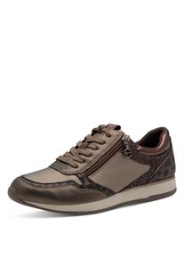 Plateausneaker Tamaris, Damen, Gr. 39, taupe kombiniert, Lederimitat, Textil, unifarben mit Farbeins&auml;tzen, Schuhe Plateausneaker, Freizeitschuh, Halbschuh, Schn&uuml;rschuh mit dezenten Metallic-Details