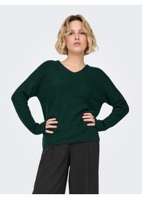 V-Ausschnitt-Pullover Only "ONLCAMILLA V-NECK L/S PULLOVER KNT NOOS", Damen, Gr. XL, gr&uuml;n (scarab detail:melange), Strick, Obermaterial: 74% Polyacryl, 24% Polyester, 2% Elasthan, meliert, regular fit normal, V-Ausschnitt, Strickb&uuml;ndchen, Pullover V-Ausschnitt-Pullover, Materialmix, regular fit