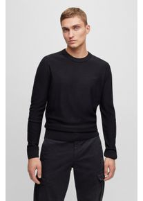 Strickpullover BOSS Orange "Avac", Herren, Gr. L, schwarz (schwarz001), Strick, Obermaterial: 60% Schurwolle, 40% Polyacryl, unifarben, regular fit, Rundhals, Pullover Strickpullover, mit Schurwolle