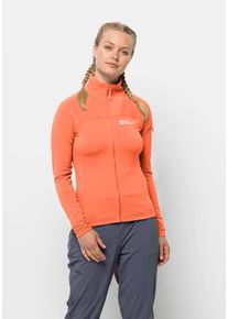 Fleecejacke Jack Wolfskin "PRELIGHT FZ W", Damen, Gr. S (36), orange (digital, orange), 1. OBERSTOFF: 93% POLYESTER, 7% ELASTHAN. 2. OBERSTOFF: 84% POLYAMID, 16% ELASTHAN, Jacken Fleecejacke