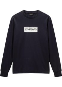 Langarmshirt Napapijri "SUZE", Herren, Gr. XL, schwarz, Jersey, Obermaterial: 100% Baumwolle, bedruckt, Rundhals, Shirts Langarmshirt