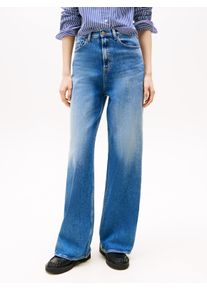 Weite Jeans Tommy Jeans "Claire High Rise", Damen, Gr. 34, L&auml;nge 32, blau (mid blau), Denim/Jeans, Obermaterial: 99% Baumwolle, 1% Elasthan, weit lang, Jeans Weite Jeans, mit Logo-Badge