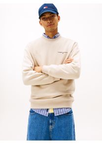 Sweatshirt Tommy Jeans "TJM REG LINEAR CREW EXT", Damen, Gr. S, gulf sand, Sweatware, Obermaterial: 80% Baumwolle, 20% Polyester, normal h&uuml;ftlang, Rundhals, Rippb&uuml;ndchen, Sweatshirts Sweatshirt, mit Logostickerei