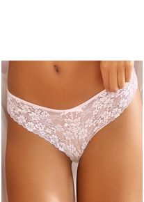 String Lascana, Damen, Gr. 32/34, rosa (rosa, creme), Microtouch, Obermaterial: 88% Polyamid, 12% Elasthan, figurbetont, Unterhosen String, rundherum aus floraler Spitze, Dessous, Topseller
