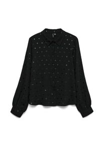 V&eacute;ro Moda Langarmbluse VERO MODA "VMCARLA FOIL L/S SHIRT WVN GA", Damen, Gr. S, schwarz aop:schwarz dot foil, Web, Obermaterial: 100% Polyester, bedruckt, regular fit normal, Blusen Langarmbluse