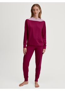 Schlafanzug Calida "Soulmate", Damen, Gr. L (48/50), pink (dahlia pink), Interlock, Obermaterial: 100% Baumwolle, comfort fit lang, hoch geschlossener Ausschnitt, angesetztes B&uuml;ndchen, Homewear-Sets Schlafanzug, Langarm, Pure Cotton, weich, bequem, Interlock-Qualit&auml;t