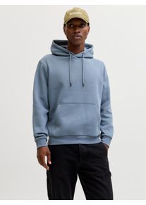 Jack & Jones Kapuzensweatshirt JACK & JONES "JJEBRADLEY SWEAT HOOD NOOS", Herren, Gr. XS, blau mirage, angeraute Sweatware, Obermaterial: 65% Polyester, 35% Baumwolle, unifarben, relaxed fit normal, ohne Ausschnitt, Rippb&uuml;ndchen, Sweatshirts Kapuzensweatshirt, Materialmix, relaxed fit