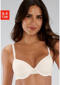Schalen-BH s.Oliver "Camille", Damen, Gr. 90, Cup C, beige (creme), Microtouch, Obermaterial: 72% Polyamid, 16% Polyester, 12% Elasthan, Basic, BHs Schalen-BH, mit Spitzentr&auml;ger, Basic Dessous