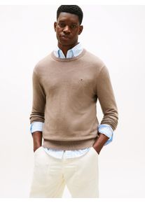 Rundhalspullover Tommy Hilfiger "PIMA ORG CTN CASHMERE CREW NECK", Herren, Gr. 3XL, beige (coastal taupe heather), Obermaterial: 92% Baumwolle, 8% Kaschmir, Rundhals, Pullover Rundhalspullover