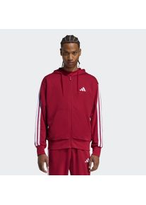 Kapuzensweatshirt adidas Sportswear "ESSENTIALS 3-STREIFEN FRENCH TERRY", Herren, Gr. XXL, active maroon, wei&szlig;, Obermaterial: 55% Baumwolle, 36% Polyester, 9% Viskose, normal, Rundhals, angesetztes B&uuml;ndchen, Sweatshirts Kapuzensweatshirt