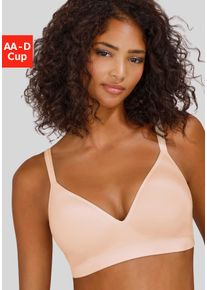 Push-up-BH Lascana "COMFY BRA", Damen, Gr. 80, Cup B, beige (puder), Piqu&eacute;, Obermaterial: 50% Baumwolle, 33% Polyamid, 14% Polyester, 3% Elasthan, Basic, BHs Push-up-BH, ohne B&uuml;gel aus Baumwolle, Basic Dessous, Topseller