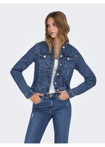 Jeansjacke Only "ONLWONDER &ndash; Jeansjacke mit Teilungsn&auml;hten und Stretch", Damen, Gr. M, blau (medium blau denim), Denim/Jeans;Web;Twill, Obermaterial: 79% Baumwolle, 20% Polyester, 1% Elasthan, unifarben, figurumspielend taillenbedeckt, 1-Knopf-Manschette, Jacken Jeansjacke, sehr figurbetont, casual, Denim, Baumwollmischung, Brusttaschen, Topseller