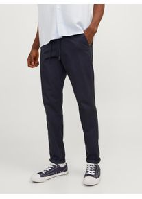 Jack & Jones Chinohose JACK & JONES "JPSTMARCO SUNNY CHINO SN", Herren, Gr. 29, L&auml;nge 30, blau (schwarz navy), Web, Obermaterial: 98% Baumwolle, 2% Elasthan, unifarben, slim fit kn&ouml;chellang, Hosen Chinohose
