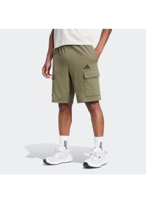 Shorts adidas Sportswear "ESSENTIALS FEEL COZY FRENCH TERRY", Herren, Gr. L, N-Gr, gr&uuml;n (olive strata, schwarz, normal, gr.), Obermaterial: 70% Baumwolle, 30% Polyester, Hosen Shorts