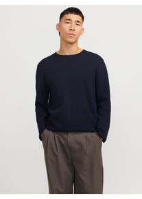 Jack & Jones Rundhalspullover JACK & JONES "JJEGEORGE KNIT CREW NECK NOOS", Herren, Gr. XS, blau (navy blazer), Strick, Obermaterial: 85% Baumwolle, 15% Polyester, unifarben, relaxed fit taillenbedeckt, Rundhals, B&uuml;ndchen, Pullover Rundhalspullover, mit Strick Optik