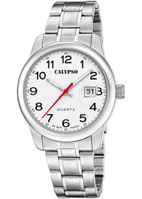 Quarzuhr Calypso Watches "Basic", silber (silberfarben, wei&szlig;), Armbanduhren, Damen, Quarzuhr, Armbanduhr, Herrenuhr, Edelstahlarmband, analog, Tag