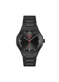 Quarzuhr Hugo "LIT", schwarz, Armbanduhren, Herren, Quarzuhr, Armbanduhr, Herrenuhr, Edelstahlarmband, analog