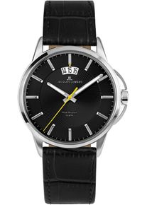 Quarzuhr Jacques Lemans "Sydney", schwarz (schwarz, schwarz), Armbanduhren, Herren, Quarzuhr, Armbanduhr, Herrenuhr, Datum, Lederarmband, geh&auml;rtetes Crystexglas