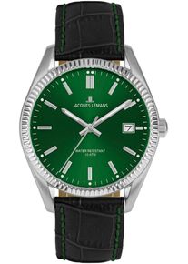 Quarzuhr Jacques Lemans "Derby", schwarz (schwarz, gr&uuml;n), Armbanduhren, Damen, Quarzuhr, Armbanduhr, Herrenuhr, Damenuhr, Lederarmband, Datum