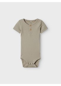 Kurzarmbody name it "NBMKAB SS BODY NOOS", Jungen, Gr. 74, N-Gr, beige (pure cashmere), Jersey, Obermaterial: 57% Baumwolle, 38% Modal, 5% Elasthan, unifarben, regular fit normal, Rundhals, Bodys Kurzarmbody, Baumwollmischung, Kurzarm, Knopf-Details