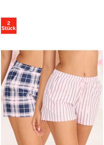 Pyjamashorts Vivance Dreams, Damen, Gr. 44/46, N-Gr, rosa, blau, gemustert, Single Jersey, Obermaterial: 100% Baumwolle, gemustert, Basic, Basic kurz, Hosen Pyjamashorts, mit Streifen oder Karos, Topseller