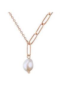 Gliederkette Valero Pearls "VP776", ros&eacute;gold, Halsketten, Damen, 40,0cm Basiskette + 5,0cm Verl&auml;ngerung, Edelstahl, Gliederkette, mit S&uuml;&szlig;wasser-Zuchtperle