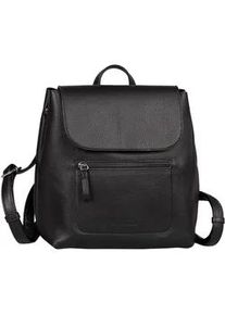 Rucksack Tom Tailor "Elis", Damen, Gr. B/H/T: 25cm x 26cm x 10,5cm, schwarz, Polyurethane, Rucks&auml;cke Rucksack, aus weich gek&ouml;rntem Lederimitat auff&auml;llige Ziernaht und feinem Logo
