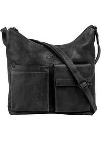 Umh&auml;ngetasche Sansibar, Damen, Gr. B/H/T: 29cm x 25cm x 10cm onesize, schwarz, Leder, leicht gl&auml;nzend, unifarben, Taschen Umh&auml;ngetasche, echt Leder