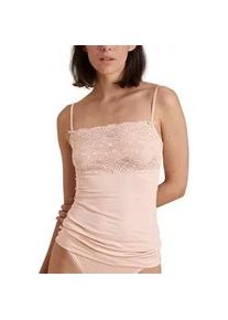 Spaghettitop Calida "Sensual Secrets", Damen, Gr. XS (36/38), rosa, Single Jersey, Obermaterial: 57% Viskose, 38% Baumwolle, 5% Elasthan, unifarben, normal h&uuml;ftbedeckend, Rundhals, Tops, semitransparente Spitze, Viskose-Mix, Single Jersey, elastisch, weich