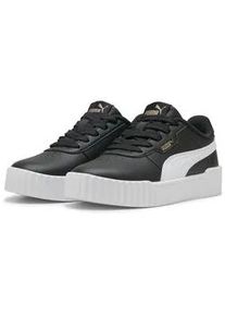 Sneaker Puma "Carina 3.0 Sneakers M&auml;dchen", Damen, Gr. 32, schwarz-wei&szlig; (schwarz, wei&szlig; gold), Obermaterial: Textil, Synthetik; Futter: Textil; Innensohle: Textil; Laufsohle: Gummi, Schuhe Sneaker