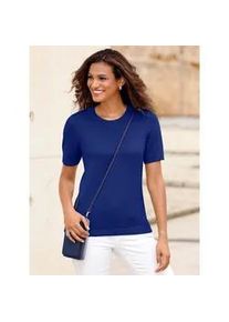 Kurzarmpullover Casual Looks "Pullover", Damen, Gr. 44, blau (royalblau), 50% Baumwolle, 50% Polyacryl, unifarben, Pullover