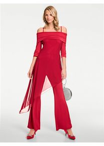 Overall Heine, Damen, Gr. 46, Normalgr&ouml;&szlig;en, rot, 95% Polyester, 5% Elasthan, Netzmaterial:100% Polyamid, unifarben, lang, Overalls Overall