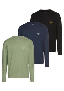 Langarmshirt Quiksilver "DIAMONDS BEST LS TEE PACK3 YM", Herren, Gr. XL, schwarz, navy, sea spray, Obermaterial: 100% Baumwolle, Shirts Langarmshirt