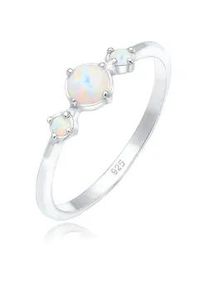 Fingerring Elli "Opal Rund Trio Vintage 925er Silber" Gr. 58, silber, Fingerringe, Damen, 58mm,mit Steinen, Silber 925 (Sterlingsilber), 1,5mm, Fingerring