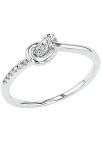 Fingerring Amor "Knoten-Optik" Gr. 58, silber (silberfarben, kristallwei&szlig;), Fingerringe, Damen, 58, Silber 925 (Sterlingsilber), 1mm, Fingerring, mit Zirkonia (synth.)