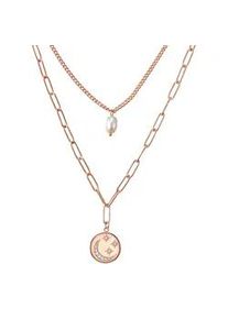 Panzerkette Valero Pearls "VP794", ros&eacute;gold, Halsketten, Damen, 38,0/43,0cm Basiskette + 5,0cm Verl&auml;ng,mit Stein, Edelstahl, Panzerkette, mit S&uuml;&szlig;wasser-Zuchtperle