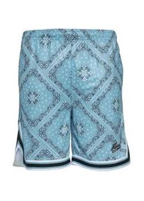 Shorts Karl Kani "Karl Kani Herren KM232-011-1 KK Varsity Paisley Mesh Shorts", Herren, Gr. L, US-Gr&ouml;&szlig;en, cyanblau, schwarz, wei&szlig;, 100% Polyester (Recycelt), loose fit, Hosen Shorts