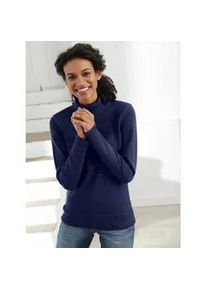 Rollkragenpullover Casual Looks "Pullover", Damen, Gr. 48, blau (marine), 50% Baumwolle, 50% Polyacryl, meliert, unifarben, figurumspielend, Pullover Rollkragenpullover