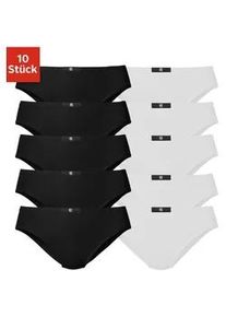 H.I.S. Slip H.I.S, Damen, Gr. 46, schwarz-wei&szlig; (schwarz, wei&szlig;), Jersey, Obermaterial: 95% Baumwolle, 5% Elasthan, unifarben, k&ouml;rpernah, Unterhosen Slip, aus elastischer Baumwoll-Qualit&auml;t, Topseller