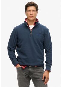 Sweatshirt Superdry "ESSENTIAL LOGO HENLEY", Herren, Gr. M, blau (navy), angeraute Sweatware, Obermaterial: 70% Baumwolle, 30% Polyester, unifarben, loose fit normal, ohne Ausschnitt, Rippb&uuml;ndchen, Sweatshirts Sweatshirt