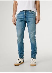 Tapered-fit-Jeans Pepe Jeans "TAPERED JEANS", Herren, Gr. 31, L&auml;nge 32, blau (blau dirty), Denim/Jeans, Obermaterial: 99% Baumwolle, 1% Elasthan, gerade, unten schmal lang, Jeans Tapered-fit-Jeans