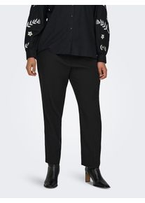 Anzughose Only CARMAKOMA "CARVERONICA-ELLY LIFE HW PANT TLR NOOS", Damen, Gr. 46, L&auml;nge 32, schwarz, Obermaterial: 95% Polyester, 5% Elasthan, unifarben, slim fit kn&ouml;chellang, Hosen Anzughose