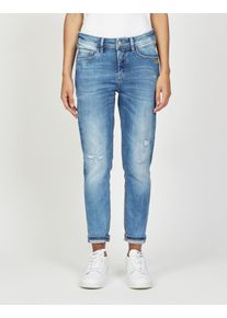 Relax-fit-Jeans Gang "94AMELIE CROPPED", Damen, Gr. 26, N-Gr, azure blau destroy, Denim/Jeans, Obermaterial: 90% Baumwolle, 6% Polyester, 4% Elasthan, relaxed fit 7/8-L&auml;nge, Jeans Relax-fit-Jeans, aus robustem Gabardine Stretch, Topseller