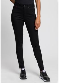 Skinny-fit-Jeans Tommy Jeans "SYLVIA HR SUPER SKNY", Damen, Gr. 24, L&auml;nge 34, schwarz (staten schwarz), Denim/Jeans, Obermaterial: 90% Baumwolle, 8% Elastomultiester, 2% Elasthan, unifarben, skinny fit, Jeans Skinny-fit-Jeans, Hochwertige Materialien f&uuml;r einen bequemen und perfekten Sitz.