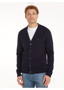 Strickjacke Tommy Hilfiger "ESSENTIAL COTTON CARDIGAN", Herren, Gr. 3XL, blau (desert sky), Strick, Obermaterial: 100% Baumwolle, V-Ausschnitt, Strickjacken Strickjacke