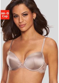 Push-up-BH Lascana "Alana", Damen, Gr. 70, Cup A, beige (sand), Spitze, Obermaterial: 41% Seide, 33% Polyester, 20% Polyamid, 6% Elasthan, BHs Push-up-BH, mit hohem Seidenanteil und edler Spitze, Dessous