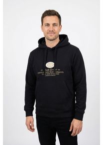 Jack & Jones Kapuzensweatshirt JACK & JONES "JORGREENE BRANDING SWEAT HOOD CH", Herren, Gr. L, schwarz, angeraute Sweatware, Obermaterial: 60% Baumwolle, 40% Polyester, bedruckt, relaxed fit, Rippb&uuml;ndchen, Sweatshirts Kapuzensweatshirt