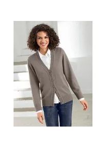 Strickjacke Casual Looks, Damen, Gr. 40, grau (taupe, meliert), 50% Baumwolle, 50% Polyacryl, unifarben, figurumspielend, Strickjacken Strickjacke